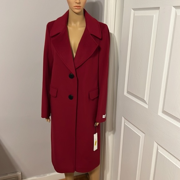 Calvin Klein Long Coat, deep red color, size 12 - Picture 1 of 17